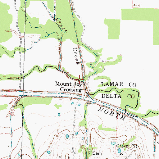 Topographic Map of Mallory Creek, TX