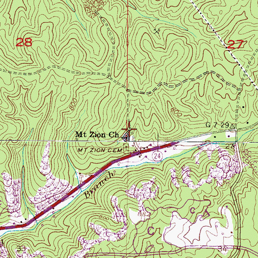 Topographic Map of Mount Zion School (historical), AL
