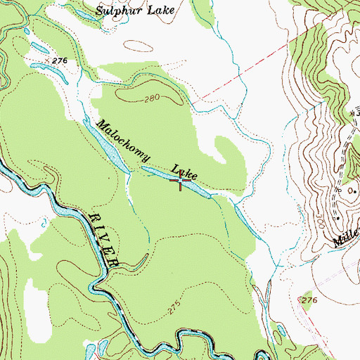 Topographic Map of Malochomy Lake, TX