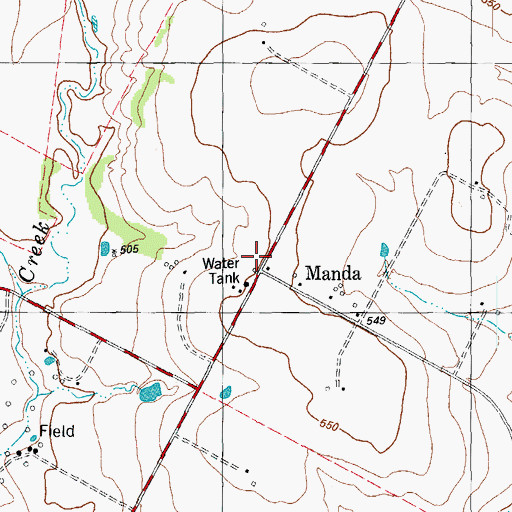 Topographic Map of Manda, TX