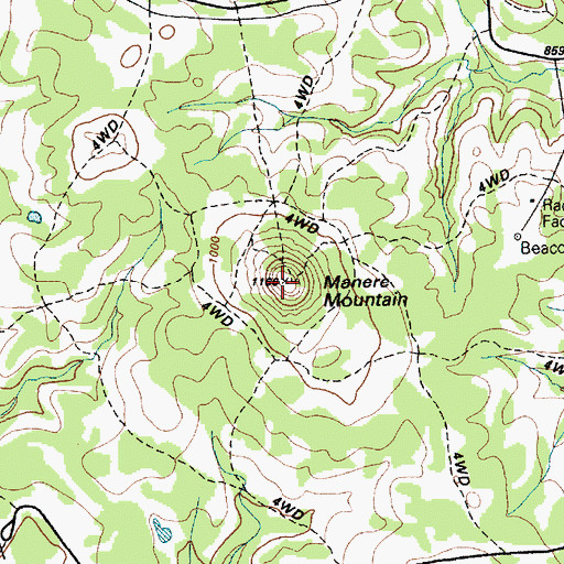 Topographic Map of Manere Mountain, TX