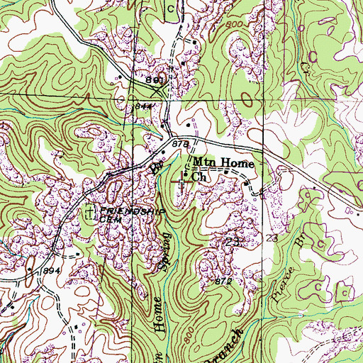 Topographic Map of Mountain Home Cemetery, AL