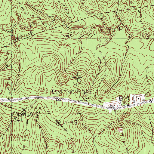 Topographic Map of Mann Cemetery, TX