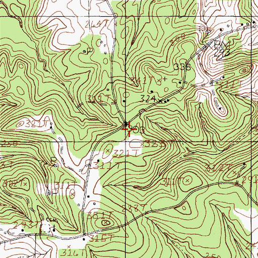 Topographic Map of Mann Chapel, TX
