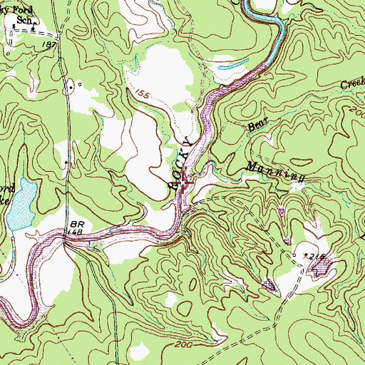 Topographic Map of Manning Branch, TX