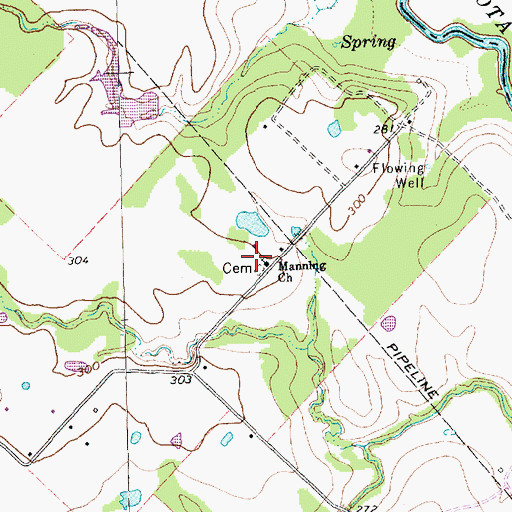 Topographic Map of Manning Church, TX