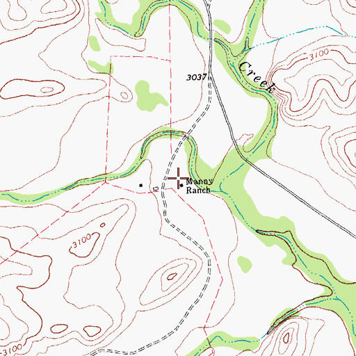 Topographic Map of Manny Ranch, TX