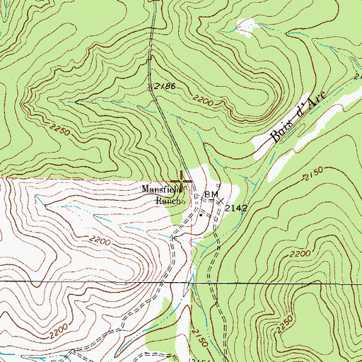 Topographic Map of Mansfield Ranch, TX