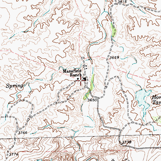 Topographic Map of Mansfield Ranch, TX