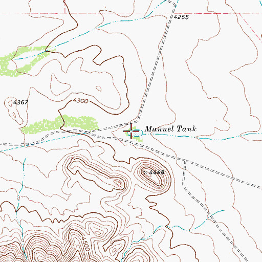 Topographic Map of Manuel Tank, TX
