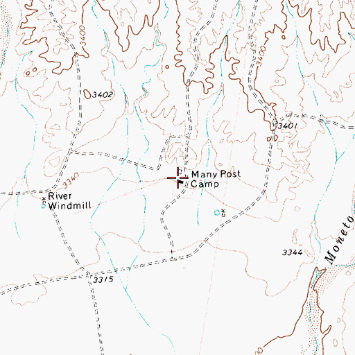 Topographic Map of Many Post Camp, TX