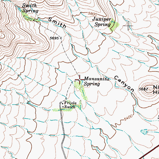 Topographic Map of Manzanita Spring, TX