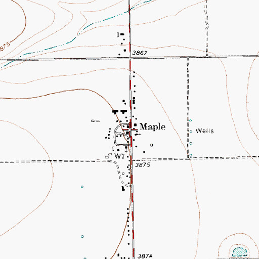 Topographic Map of Maple, TX
