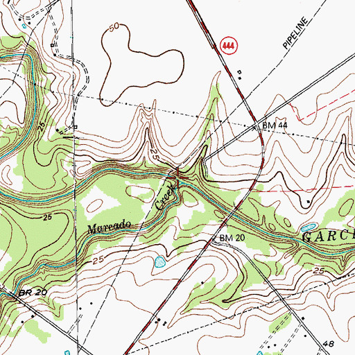 Topographic Map of Marcado Creek, TX