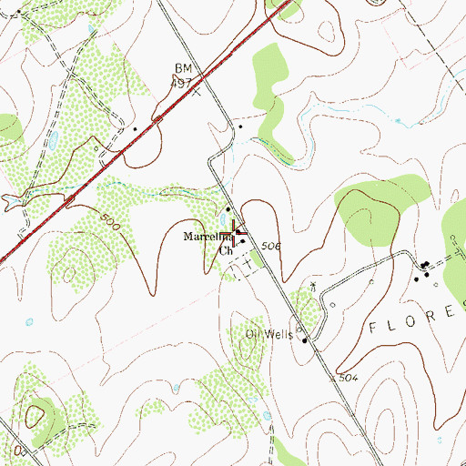 Topographic Map of Marcelina Church, TX