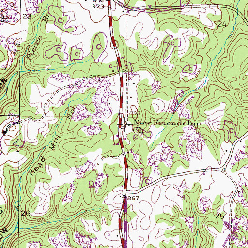 Topographic Map of New Friendship Cemetery, AL