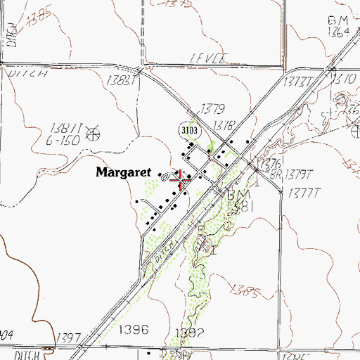 Topographic Map of Margaret, TX