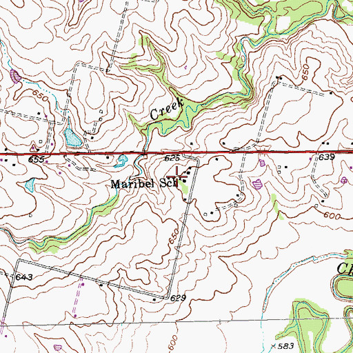 Topographic Map of Maribel School, TX