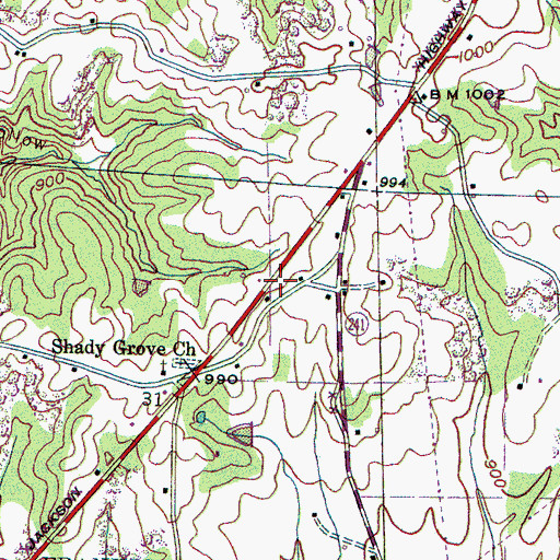Topographic Map of New Harmony Church, AL