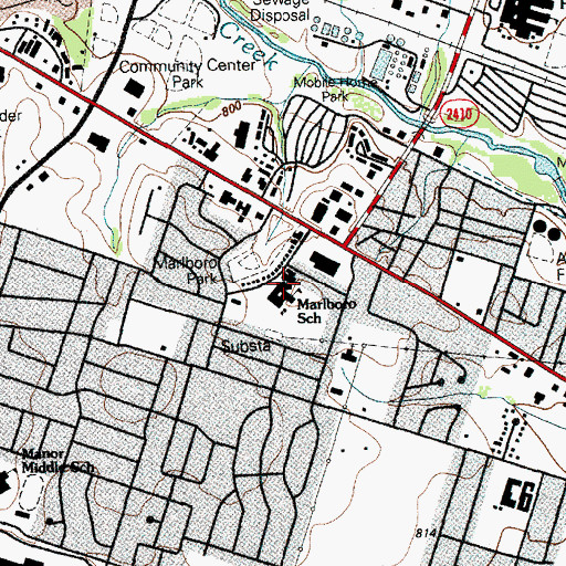 Topographic Map of Marlboro School, TX