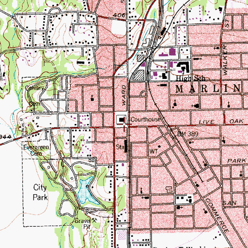 Topographic Map of Marlin, TX