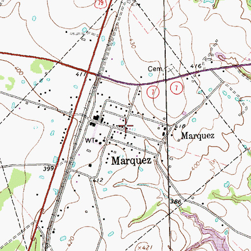 Topographic Map of Marquez, TX