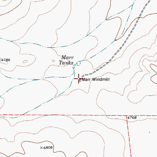 Topographic Map of Marr Windmill, TX