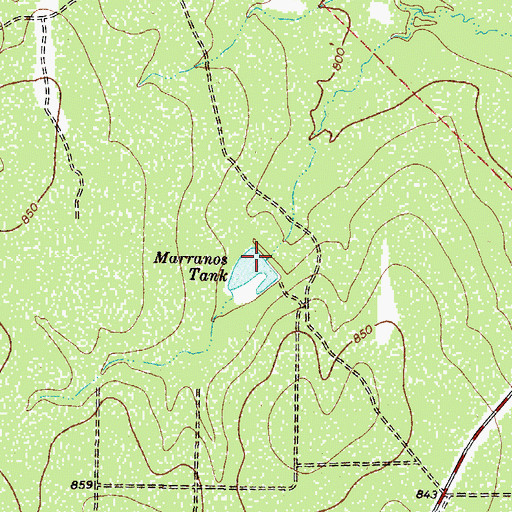 Topographic Map of Marranos Tank, TX