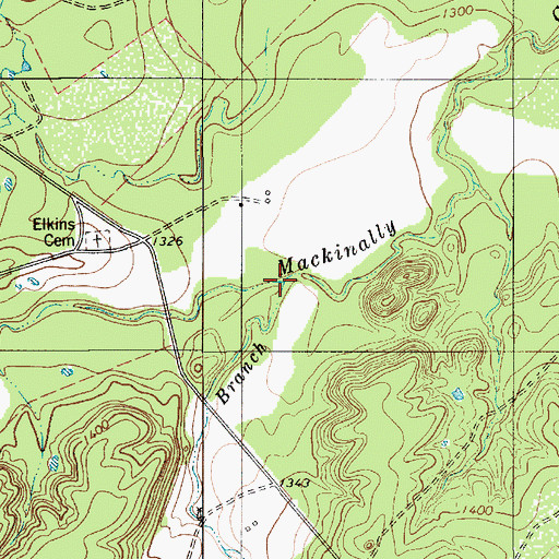 Topographic Map of Mars Branch, TX