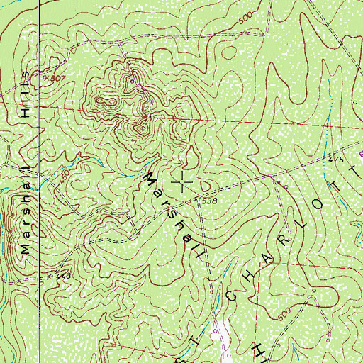 Topographic Map of Marshall Hills, TX