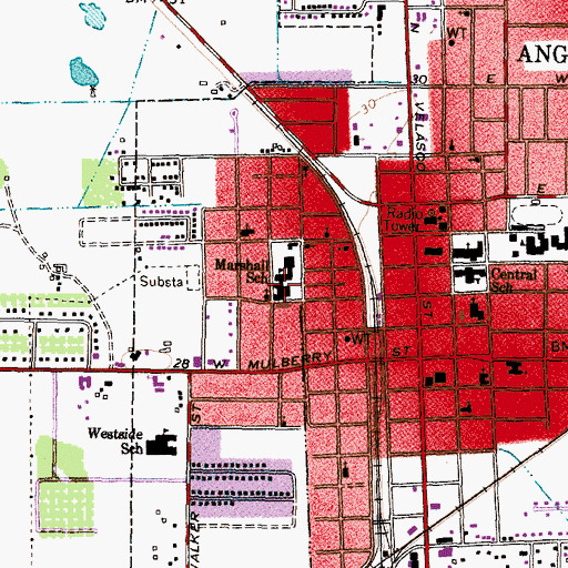 Topographic Map of Marshall School, TX