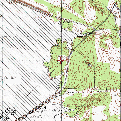 Topographic Map of Martin Cemetery, TX
