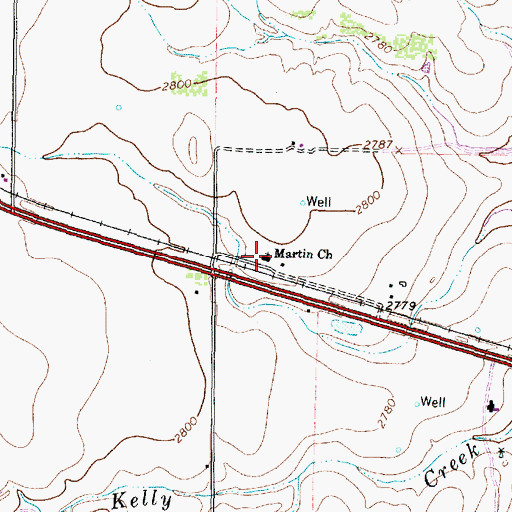 Topographic Map of Martin Church, TX