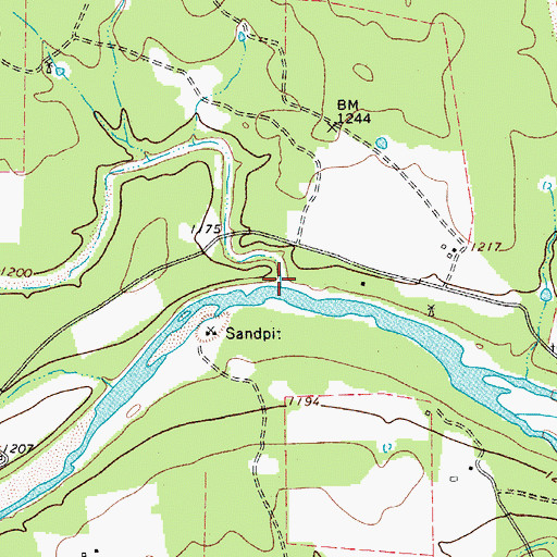 Topographic Map of Martin Creek, TX