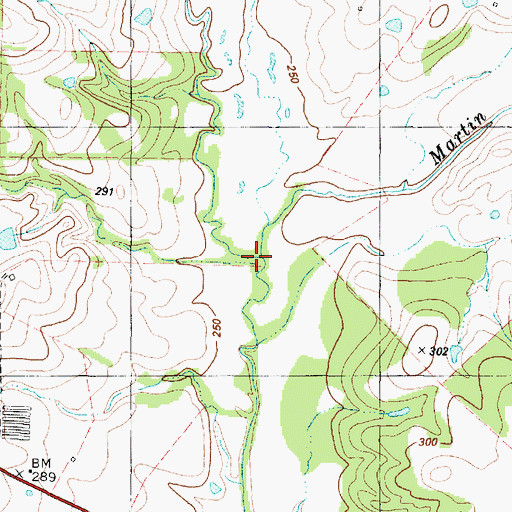 Topographic Map of Martin Creek, TX