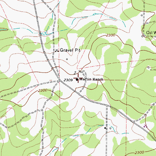 Topographic Map of Martin Ranch, TX