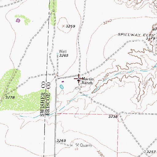 Topographic Map of Martin Ranch, TX