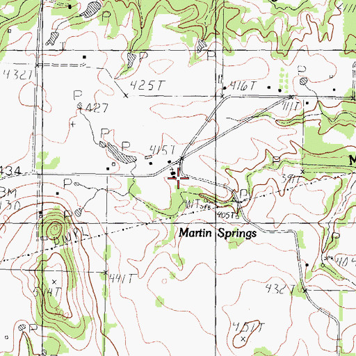 Topographic Map of Martin Spring Church, TX