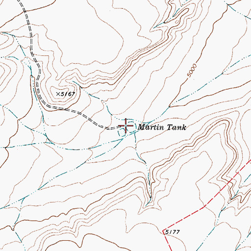 Topographic Map of Martin Tank, TX