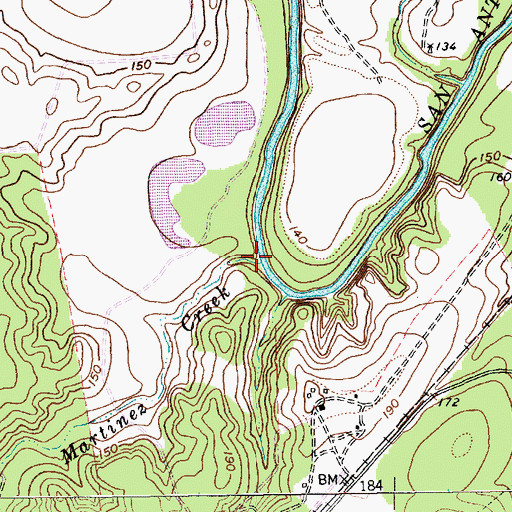 Topographic Map of Martinez Creek, TX