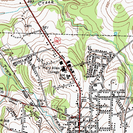 Topographic Map of Mary Allen College, TX