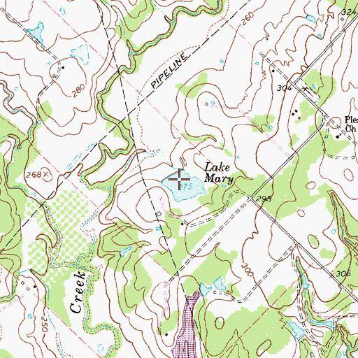 Topographic Map of Lake Mary, TX