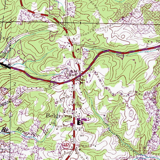 Topographic Map of Old Belgreen Cemetery, AL
