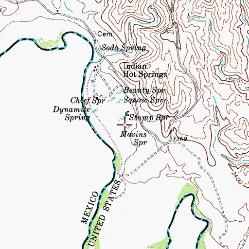 Topographic Map of Masins Spring, TX