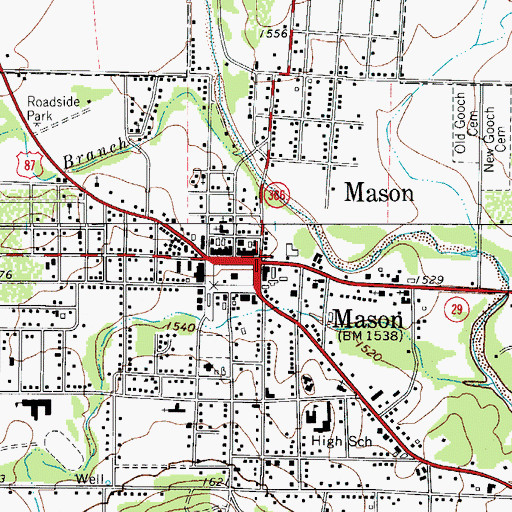 Topographic Map of Mason, TX