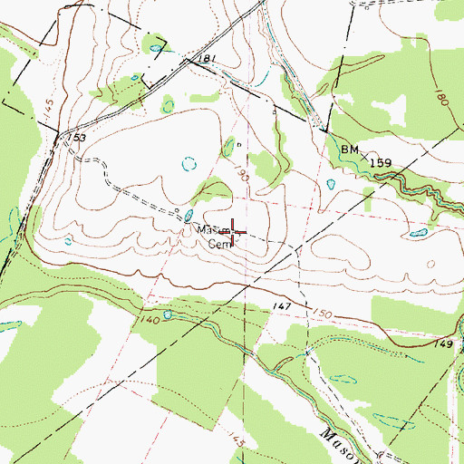 Topographic Map of Mason Cemetery, TX