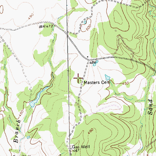 Topographic Map of Masters Cemetery, TX