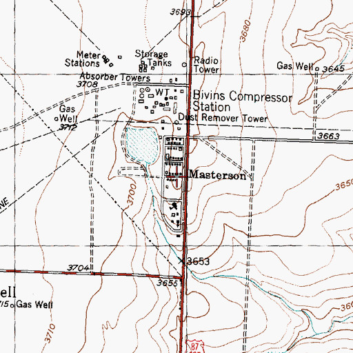 Topographic Map of Masterson, TX