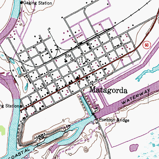 Topographic Map of Matagorda, TX