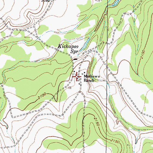 Topographic Map of Mathews Ranch, TX